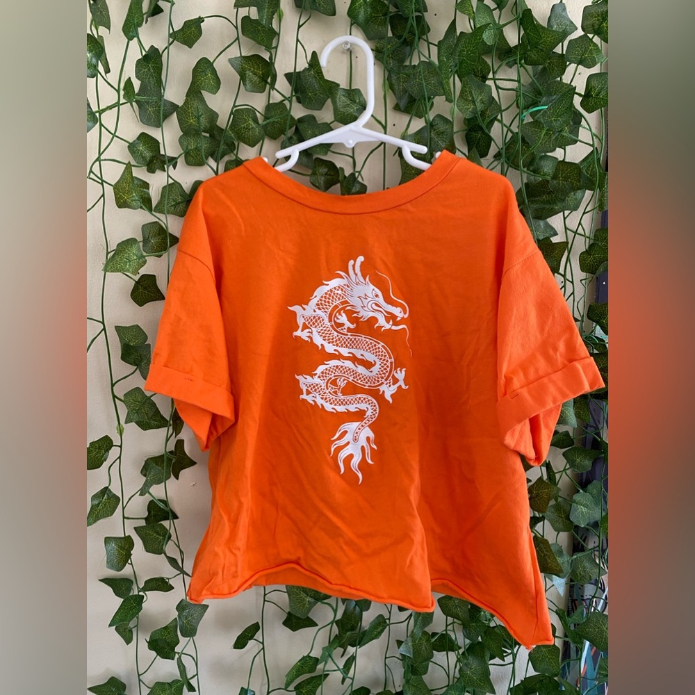 Cropped Y2K t-shirt with dragon vinyl design